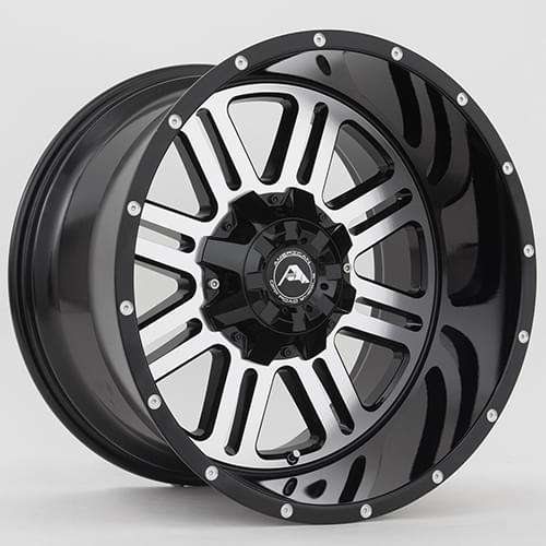 American Offroad A106 Gloss Black W/ Machined Face - Part Number A10620A0xxx-24BMF-527 American Offroad A106 Gloss Black W/ Machined Face Photo