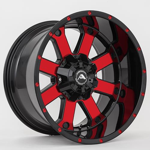 American Offroad A108 Gloss Black W/ Red Face - Part Number A10820A0xxx-24BMF-514Red American Offroad A108 Gloss Black W/ Red Face Photo