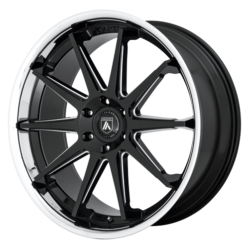 Asanti Black Label ABL-29 Gloss Black Milled W/ Chrome Lip - Part Number ABL29-22106230BK Asanti Black Label ABL-29 Gloss Black Milled W/ Chrome Lip Photo