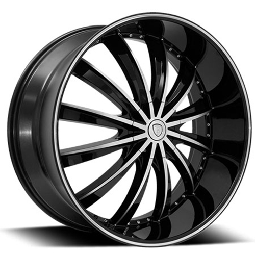 Borghini B19 Black Machined w/ Machined Lip & Alum Cap - Part Number B19249505013BML Borghini B19 Black Machined w/ Machined Lip & Alum Cap Photo