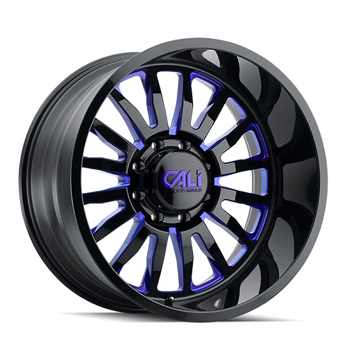 Cali Offroad Summit 9110 Gloss Black W/ Blue Milled Spokes - Part Number 9110-2170BTB Cali Offroad Summit 9110 Gloss Black W/ Blue Milled Spokes Photo