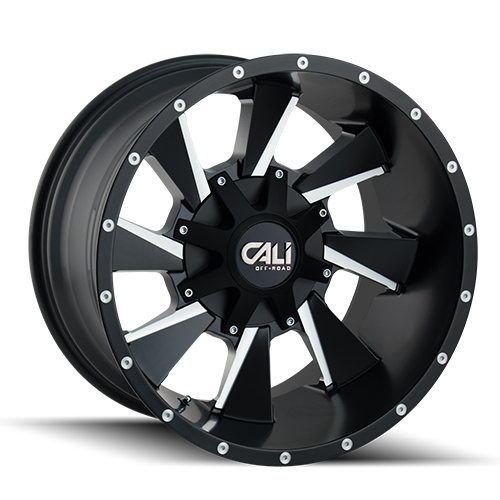 Cali Offroad Distorted 9106 Satin Black W/ Milled Spokes - Part Number 9106-2997M Cali Offroad Distorted 9106 Satin Black W/ Milled Spokes Photo