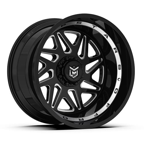 Dropstars DS657 Gloss Black W/ Milled Spokes - Part Number 657BM-2128944 Dropstars DS657 Gloss Black W/ Milled Spokes Photo