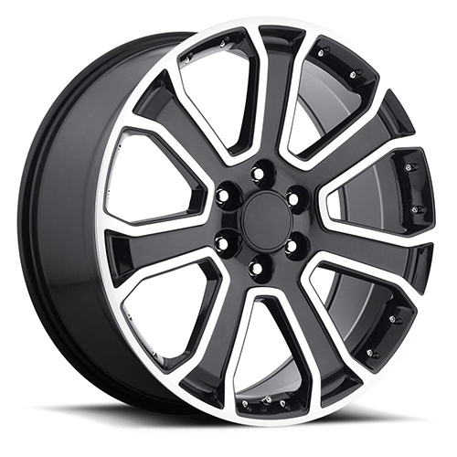 Factory Reproductions FR 48 Cadillac Escalade Gloss Black W/ Machined Face - Part Number 48410316507 Factory Reproductions FR 48 Cadillac Escalade Gloss Black W/ Machined Face Photo