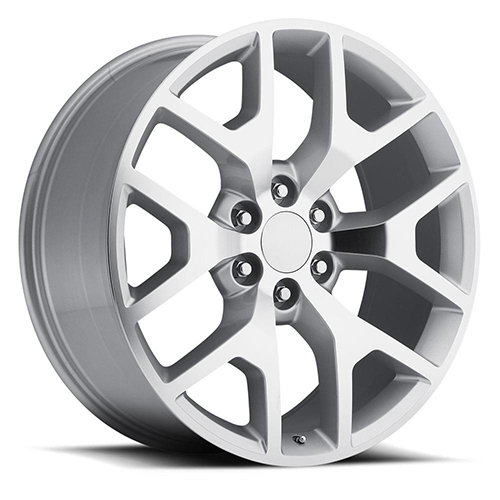 Factory Reproductions FR 44 GMC Sierra Gloss Silver W/ Machined Face - Part Number 44090276009 Factory Reproductions FR 44 GMC Sierra Gloss Silver W/ Machined Face Photo