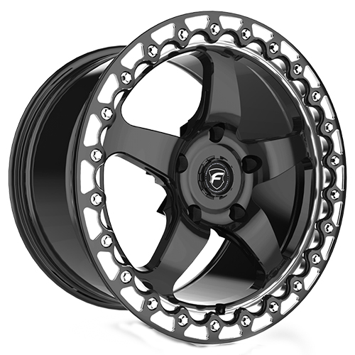 Forgestar F01 D5 Gloss Black W/ Diamond Lip Beadlock - Part Number F00170022P45 Forgestar F01 D5 Gloss Black W/ Diamond Lip Beadlock Photo