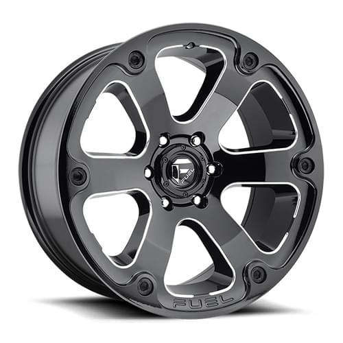 Fuel Offroad Beast D562 Gloss Black W/ Milled Spokes - Part Number D56220008347 Fuel Offroad Beast D562 Gloss Black W/ Milled Spokes Photo