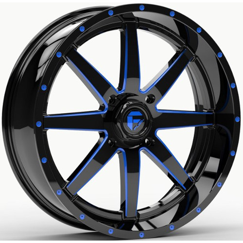 Fuel UTV Maverick UTV D651 Gloss Black Milled W/ Blue Tint - Part Number D6512070A644 Fuel UTV Maverick UTV D651 Gloss Black Milled W/ Blue Tint Photo