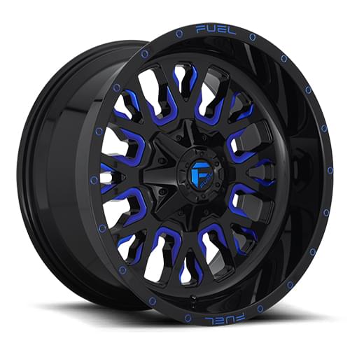Fuel Offroad Stroke D645 Gloss Black W/ Blue Milled Spokes - Part Number D64520901857 Fuel Offroad Stroke D645 Gloss Black W/ Blue Milled Spokes Photo