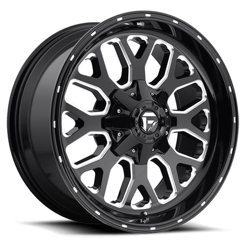 Fuel Offroad Titan D588 Gloss Black W/ Milled Spokes - Part Number D58820208247 Fuel Offroad Titan D588 Gloss Black W/ Milled Spokes Photo