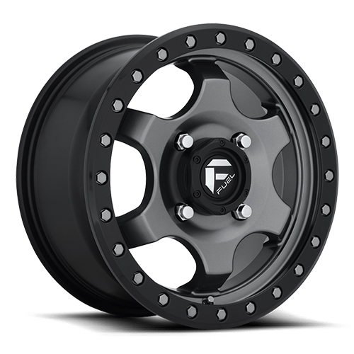 Fuel UTV Gatling D640 Gunmetal W/ Black Ring - Part Number D6401570A660 Fuel UTV Gatling D640 Gunmetal W/ Black Ring Photo