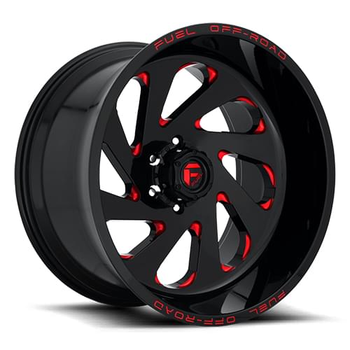 Fuel Offroad Vortex D638 Gloss Black W/ Red Milled Spokes - Part Number D63822201747 Fuel Offroad Vortex D638 Gloss Black W/ Red Milled Spokes Photo
