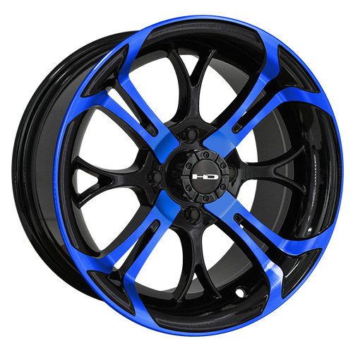 HD Golf Spinout Gloss Black Machined W/ Blue Accents - Part Number SO147042-10BK-BL HD Golf Spinout Gloss Black Machined W/ Blue Accents Photo