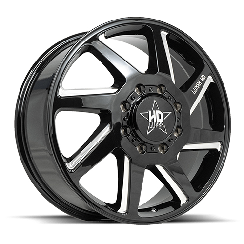 Luxxx HD Offroad LHD-14 Gloss Black Milled Dually Front - Part Number DUALLYHD14-208258210-115W-A1-F Luxxx HD Offroad LHD-14 Gloss Black Milled Dually Front Photo
