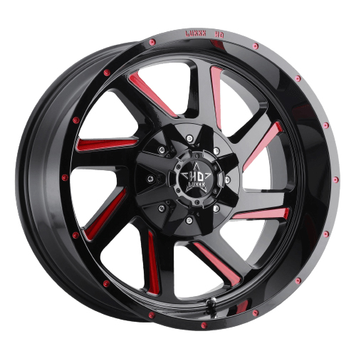 Luxxx HD Offroad LHD-14 Gloss Black With Red Milled - Part Number LHD141795150139+6I-A3 Luxxx HD Offroad LHD-14 Gloss Black With Red Milled Photo