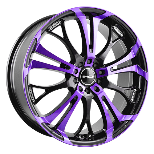 HD Wheels Spinout Gloss Black Machined W/ Purple Accents - Part Number SO20806435BK-PR HD Wheels Spinout Gloss Black Machined W/ Purple Accents Photo