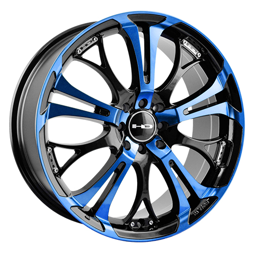 HD Wheels Spinout Gloss Black Machined W/ Blue - Part Number SO16700140BK-BL HD Wheels Spinout Gloss Black Machined W/ Blue Photo
