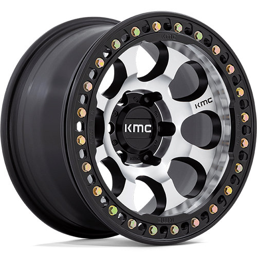 KMC Riot Beadlock KM237 Machined Face W/ Satin Black Windows & Ring - Part Number KM237DB17906312N KMC Riot Beadlock KM237 Machined Face W/ Satin Black Windows & Ring Photo