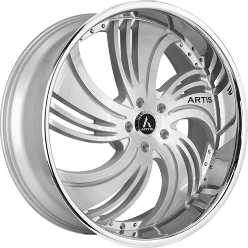 Lexani Avenue A201 Silver Machined W/ Stainless Lip - Part Number A201-2210-15-25SMS Lexani Avenue A201 Silver Machined W/ Stainless Lip Photo