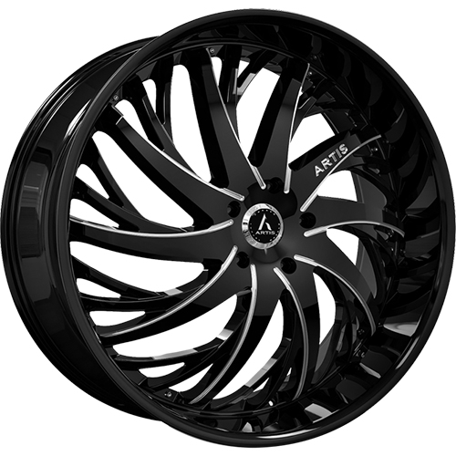 Lexani Decatur A202 Gloss Black W/ Milled Grooves - Part Number A202-2895-85-15BG Lexani Decatur A202 Gloss Black W/ Milled Grooves Photo