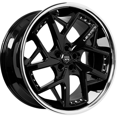 Lexani Devoe 702 Gloss Black W/ Stainless Chrome Lip - Part Number 702-2290-66-38FBS Lexani Devoe 702 Gloss Black W/ Stainless Chrome Lip Photo
