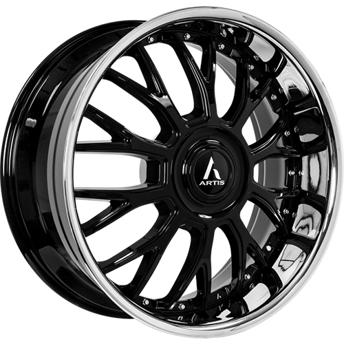 Lexani Grind XL A211 Gloss Black With Stainless Chrome Lip - Part Number A211-2490-66-20FBS Lexani Grind XL A211 Gloss Black With Stainless Chrome Lip Photo