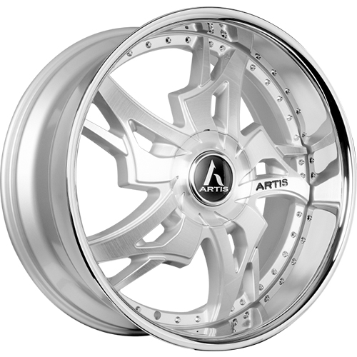 Lexani Laredo XL A208 Silver Machined With Stainless Lip - Part Number A208-2210-13-38SMS Lexani Laredo XL A208 Silver Machined With Stainless Lip Photo