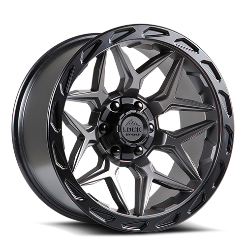 Lock Offroad Matrix Matte Grey W/ Matte Black Ring - Part Number MATRIX-2936MGMBR Lock Offroad Matrix Matte Grey W/ Matte Black Ring Photo