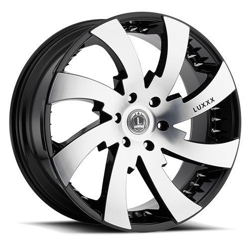 Luxxx LUX 12 Gloss Black Machined With Chrome Spike Rivets - Part Number LUX1224105115+15B-A2-11 Luxxx LUX 12 Gloss Black Machined With Chrome Spike Rivets Photo