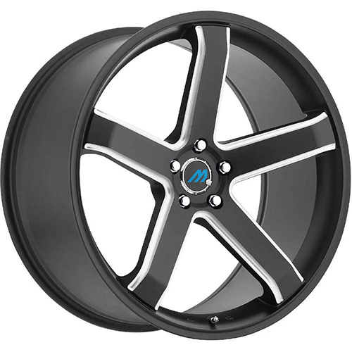 Mach Euro Concave ME-5 Satin Black W/ Milled Accents - Part Number ME5-2215KK20FSBMM Mach Euro Concave ME-5 Satin Black W/ Milled Accents Photo