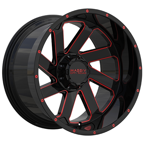 Massiv Off-Road MAS-OR4 Black W/ Red Milled Accents - Part Number MAS-OR4-22106-N18BWR Massiv Off-Road MAS-OR4 Black W/ Red Milled Accents Photo
