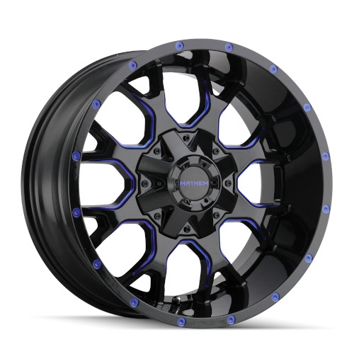 Mayhem Warrior 8015 Gloss Black W/ Blue Spokes - Part Number 8015-8976BTB18 Mayhem Warrior 8015 Gloss Black W/ Blue Spokes Photo