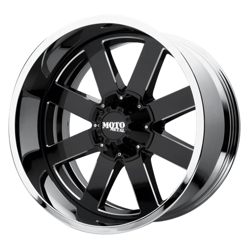 Moto Metal MO200 Gloss Black Milled With Chrome Lip - Part Number MO200-22126844NBC Moto Metal MO200 Gloss Black Milled With Chrome Lip Photo