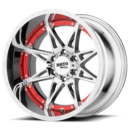 Moto Metal MO993 Hydra Chrome W/ Red Undercut - Part Number MO99329087200 Moto Metal MO993 Hydra Chrome W/ Red Undercut Photo
