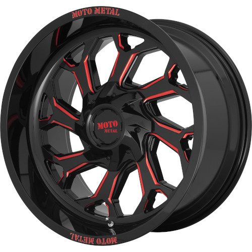 Moto Metal MO999 Gloss Black W/ Red Milled Spokes - Part Number MO99921080918N Moto Metal MO999 Gloss Black W/ Red Milled Spokes Photo