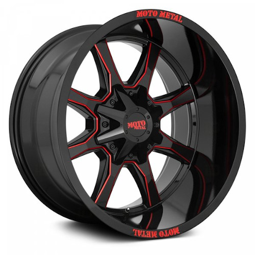 Moto Metal MO970 Gloss Black W/ Red Milled Spokes - Part Number MO970210803C18N Moto Metal MO970 Gloss Black W/ Red Milled Spokes Photo