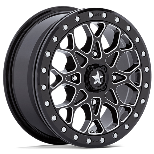 MSA Offroad UTV Portal Beadlock M48 Gloss Black Milled W/ Gloss Black Ring