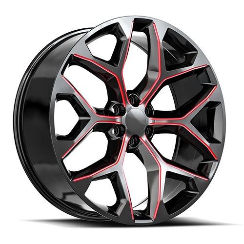 OE Revolution G-09 Gloss Black Red Milled - Part Number G09-2295024GBRM-I OE Revolution G-09 Gloss Black Red Milled Photo