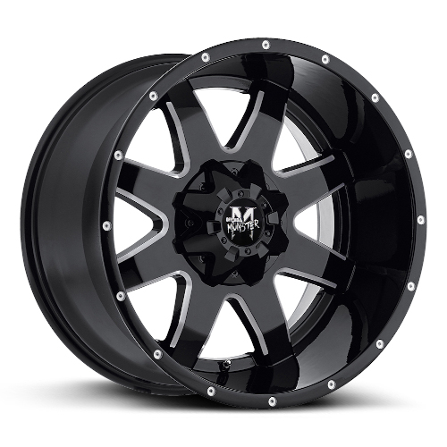Off-Road Monster M08 Gloss Black Milled - Part Number M08012800N44GBML Off-Road Monster M08 Gloss Black Milled Photo