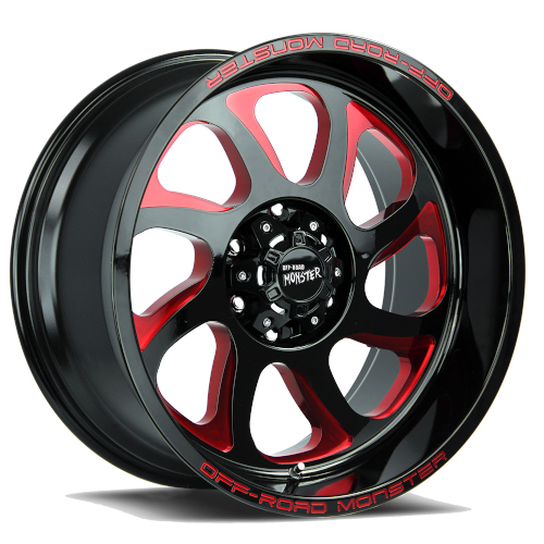 Off-Road Monster M22 Gloss Black Candy Red Milled - Part Number M22212527N44GBMLR Off-Road Monster M22 Gloss Black Candy Red Milled Photo