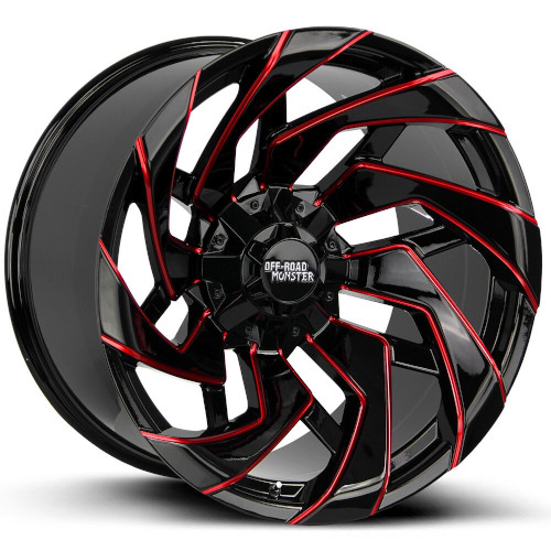 Off-Road Monster M24 Gloss Black Candy Red Milled - Part Number M240607N19GBMLR Off-Road Monster M24 Gloss Black Candy Red Milled Photo