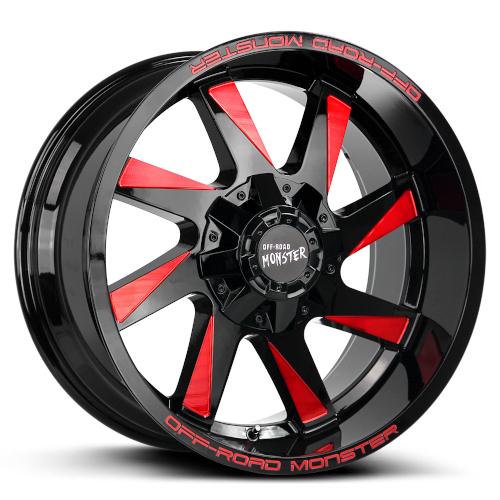 Off-Road Monster M80 Gloss Black Candy Red Milled - Part Number M800527N19GBMLR Off-Road Monster M80 Gloss Black Candy Red Milled Photo