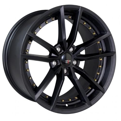 Option Lab S409 L09 Matte Black W/ Gold Rivets - Part Number L09-89565-35-MBG Option Lab S409 L09 Matte Black W/ Gold Rivets Photo