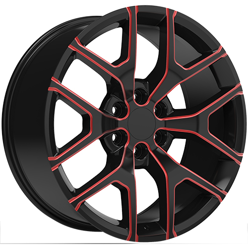 Replica Wheels REP288 Black W/ Red Milled Accents - Part Number REP288-26185BWR Replica Wheels REP288 Black W/ Red Milled Accents Photo