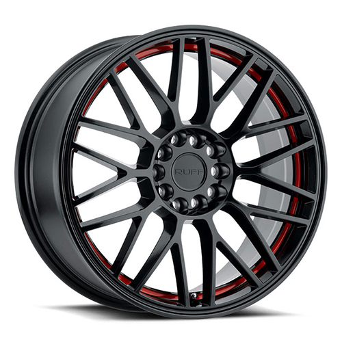 Ruff Racing Overdrive Gloss Black W/ Red Inner Lip - Part Number 1880VDR385D04B72 Ruff Racing Overdrive Gloss Black W/ Red Inner Lip Photo