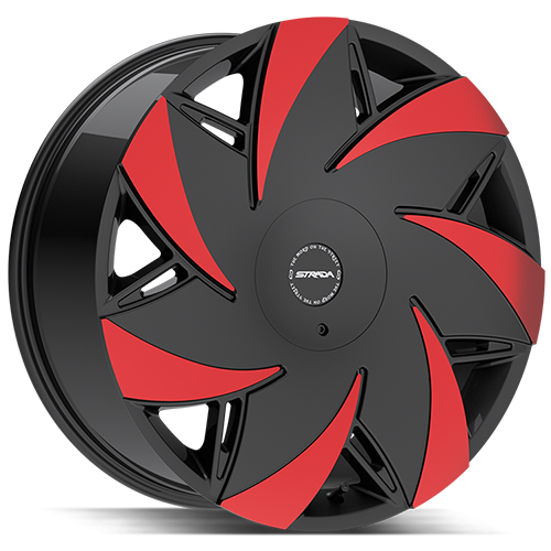 Strada Turbina S67 Gloss Black Machined W/ Red Tips - Part Number S6729050235GBMRT Strada Turbina S67 Gloss Black Machined W/ Red Tips Photo