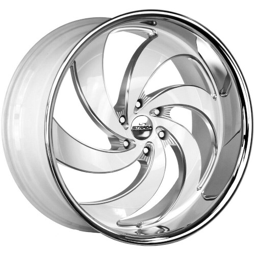 Strada Street Classics Retro 6 C06 Gloss White Milled SS Lip - Part Number C06663926WMLSS Strada Street Classics Retro 6 C06 Gloss White Milled SS Lip Photo