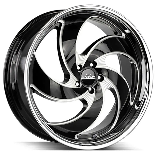 Strada Street Classics Retro 5 C05 Gloss Black Milled W/ Stainless Lip - Part Number C05052035GBMLSS Strada Street Classics Retro 5 C05 Gloss Black Milled W/ Stainless Lip Photo