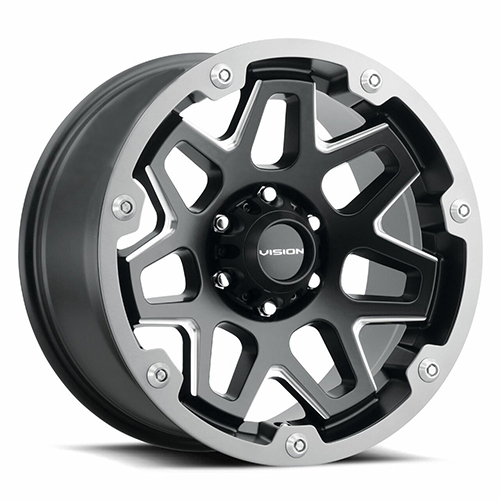 Vision Offroad Se7en 416 Satin Black Milled Gray Ring - Part Number 416-8973SBMG12 Vision Offroad Se7en 416 Satin Black Milled Gray Ring Photo