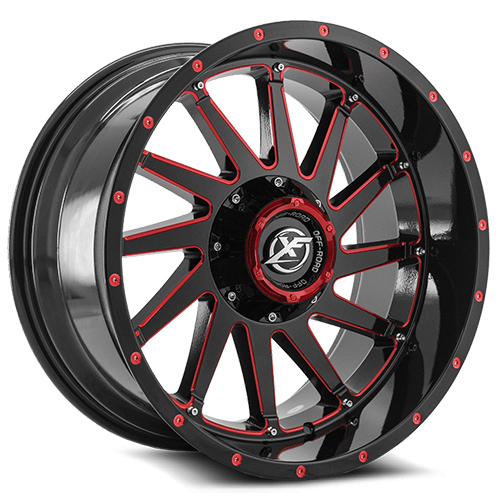 XF Offroad XF-216 Gloss Black Red Milled - Part Number XF-216209061351397+12GBRM XF Offroad XF-216 Gloss Black Red Milled Photo